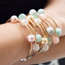 Load image into Gallery viewer, 12mm Faceted Rose Quartz in Gold Blessing Bracelet: L