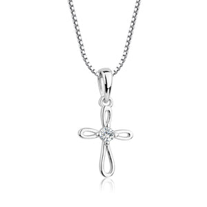 Children's First Communion Sterling Silver Cross Necklace: 14 inch