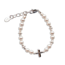 Load image into Gallery viewer, Kids Sterling Silver Cross Bracelet Baptism & Communion Gift: Medium 1-5 Years