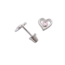 Load image into Gallery viewer, Sterling Silver Heart With Pink CZ Earring