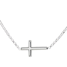 Load image into Gallery viewer, Sterling Silver Girls Horizontal Cross Necklace Kids & Women: 14 inch