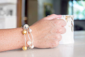 12mm Platinum Murano Glass Blessing Bracelet: S