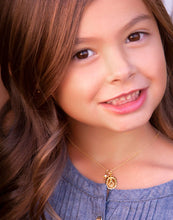Load image into Gallery viewer, Gold Plated Miraculous Medal Cross Necklace for Girls & Kids: 14 inch