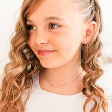 Load image into Gallery viewer, Sterling Silver Girls Horizontal Cross Necklace Kids & Women: 14 inch