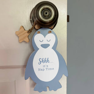 Penguin Nap Time Door Knob Hanger