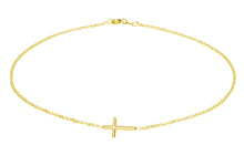 Load image into Gallery viewer, 14K Gold-Plated Girls Horizontal Cross Necklace Kids &amp; Women: 14 inch