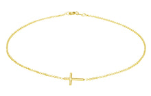 Load image into Gallery viewer, 14K Gold-Plated Girls Horizontal Cross Necklace Kids & Women: 14 inch