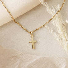 Load image into Gallery viewer, Delicate Cross Necklace, 1 Corinthians 1:18: Yellow Gold