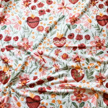 Load image into Gallery viewer, Floral Holy Family Hearts Minky Blanket