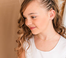 Load image into Gallery viewer, 14K Gold-Plated Girls Horizontal Cross Necklace Kids & Women: 14 inch