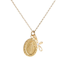 Load image into Gallery viewer, Gold Plated Miraculous Medal Cross Necklace for Girls & Kids: 14 inch