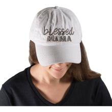 Load image into Gallery viewer, Blessed Mama White Adjustable Hat