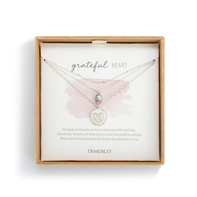 Grateful Heart Mother of Pearl Necklace