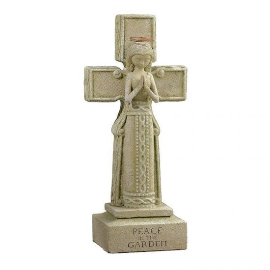 Celtic Angel Cross Garden Figurine