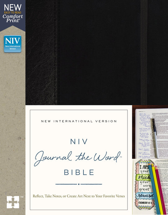 NIV, Journal the Word Bible, Hardcover, Black, Red Letter Edition, Comfort Print