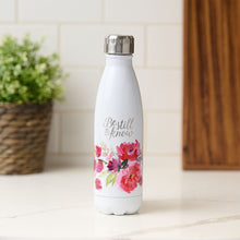 Load image into Gallery viewer, Be Still & Know White Floral Stainless Steel Water Bottle - Psalm 46:10