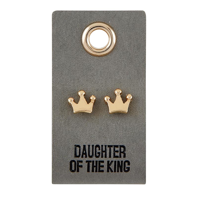 Leather Tag Earrings - Crown