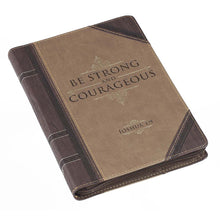 Load image into Gallery viewer, Strong and Courageous Antiqued Zippered Classic LuxLeather Journal - Joshua 1:9