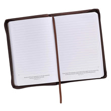 Load image into Gallery viewer, A Man's Heart Classic Faux Leather Zippered Journal in Brown - Proverbs 16:9