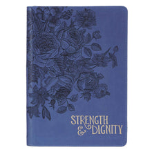 Load image into Gallery viewer, Strength & Dignity Zippered Faux Leather Journal in Navy