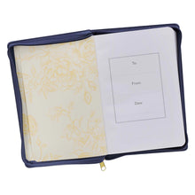Load image into Gallery viewer, Strength & Dignity Zippered Faux Leather Journal in Navy