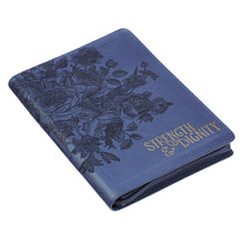 Load image into Gallery viewer, Strength & Dignity Zippered Faux Leather Journal in Navy