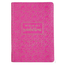 Load image into Gallery viewer, Grateful Heart Zippered Faux Leather Journal in Rose Pink