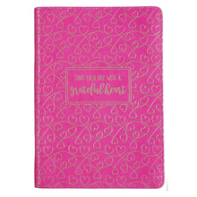 Load image into Gallery viewer, Grateful Heart Zippered Faux Leather Journal in Rose Pink