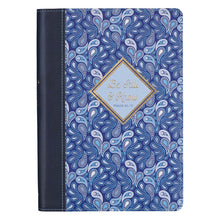Load image into Gallery viewer, Be Still & Know Blue Paisley Quarter-bound Faux Leather Classic Journal - Psalm 46:10