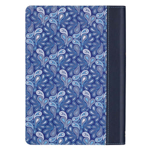 Be Still & Know Blue Paisley Quarter-bound Faux Leather Classic Journal - Psalm 46:10
