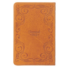 Load image into Gallery viewer, I Know the Plans Butterscotch Handy-sized Full Grain Leather Journal - Jeremiah 29:11