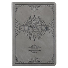 Load image into Gallery viewer, Hope in the LORD Gray Faux Leather Classic Journal - Isaiah 40:31