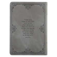 Load image into Gallery viewer, Hope in the LORD Gray Faux Leather Classic Journal - Isaiah 40:31