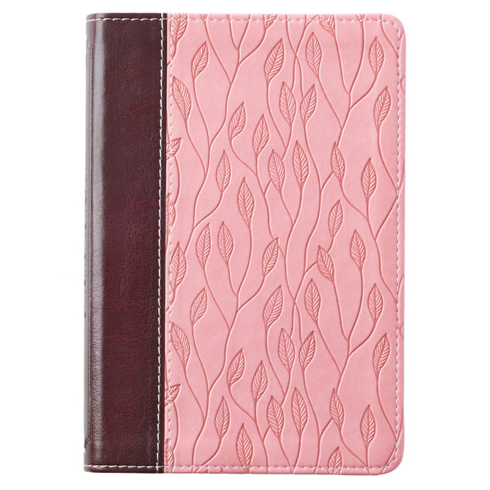 Brown and Pink Half-bound Faux Leather Compact King James Version Bible