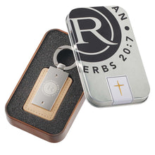 Load image into Gallery viewer, Righteous Man Key Ring in Tin - Proverbs 20:7