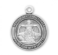 Load image into Gallery viewer, Saint Christopher Round Sterling Silver Medal