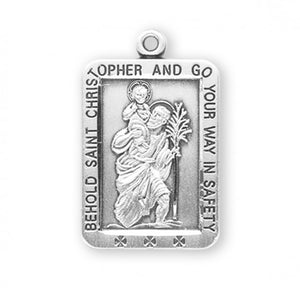 Saint Christopher Square Sterling Silver Medal