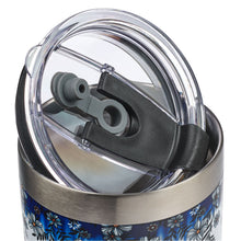 Load image into Gallery viewer, Be Still & Know Blue Floral Stainless Steel Travel Mug with Reusable Stainless Steel Straw - Psalm 46:10