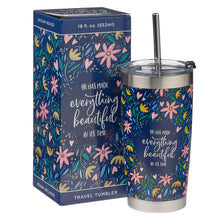 Load image into Gallery viewer, Everything Beautiful Stainless Steel Travel Mug with Reusable Stainless Steel Straw - Ecclesiastes 3:11