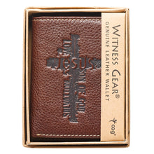 Load image into Gallery viewer, Names of Jesus Brown Trifold Genuine Leather Wallet
