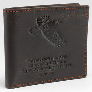 Wings Like Eagles Dark Brown Genuine Leather Wallet - Isaiah 40:31