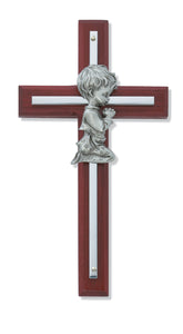 6" Silver & Cherry Wood Boy Cross
