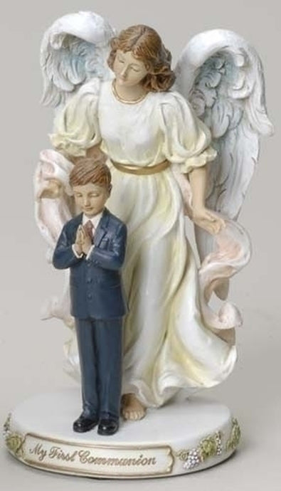First Communion Angel with Praying Boy Figure