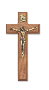 7" Stained Walnut Crucifix w/Gold Corpus