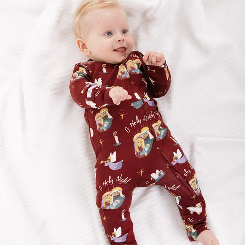 O Holy Night Christmas Pj Footless Onesie Cotton