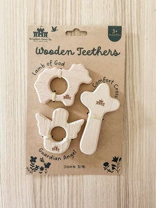 Christian Wooden Baby Teethers - Set of 3