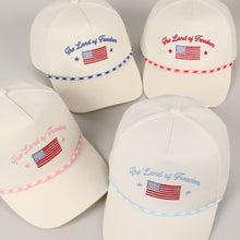 Load image into Gallery viewer, The Land of Freedom Flag Embroidered Trucker Hat: ROYAL BLUE / ONE SIZE