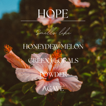 Load image into Gallery viewer, Hope |  Hibiscus &amp; Agave | 9 oz. Clear Jar Soy Candle: Natural Wood Lid