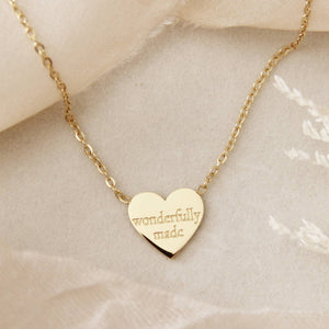 Wonderfully Made, Loved Necklace, Psalms 139:14: Yellow Gold