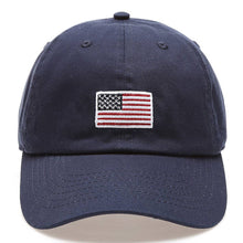 Load image into Gallery viewer, American Flag Patched Cotton Baseball Cap: ROYAL BLUE / ONE SIZE